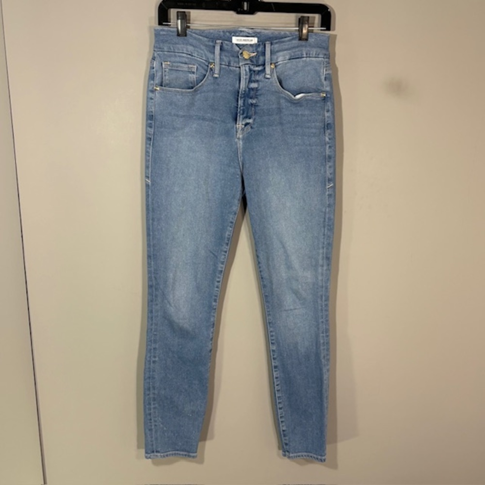 Good American Good Legs Crop Jeans Womens 8/29 Blue Light Wash High Rise Denim
